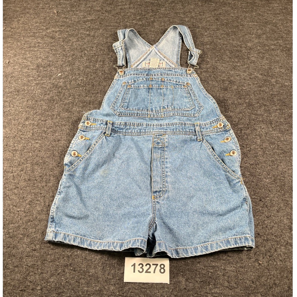 Americana Blues Denim Shortalls Women Medium Blue Excellent Vintage Bib Overalls